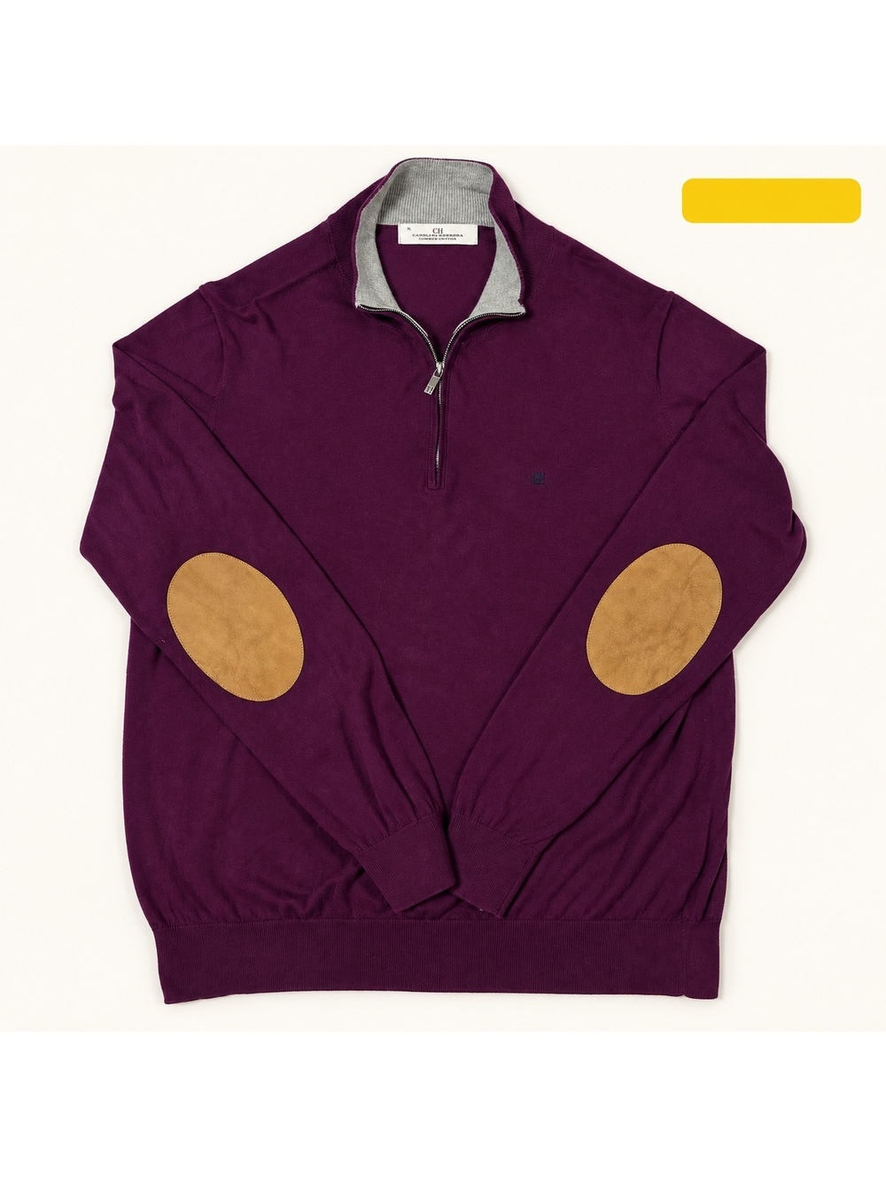 Carolina Herrera Burgundy Quarter Zip Sweater XL